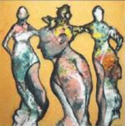 Three abstracted figures