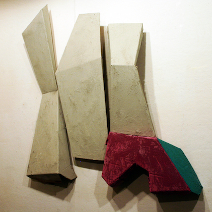 3D wall sculpture in gold, red and green